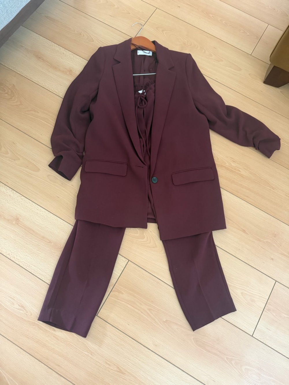 Mango Women's Wine Single-Button Tailored Blazer & Trousers